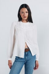 Springfield Blusa lace algodón café