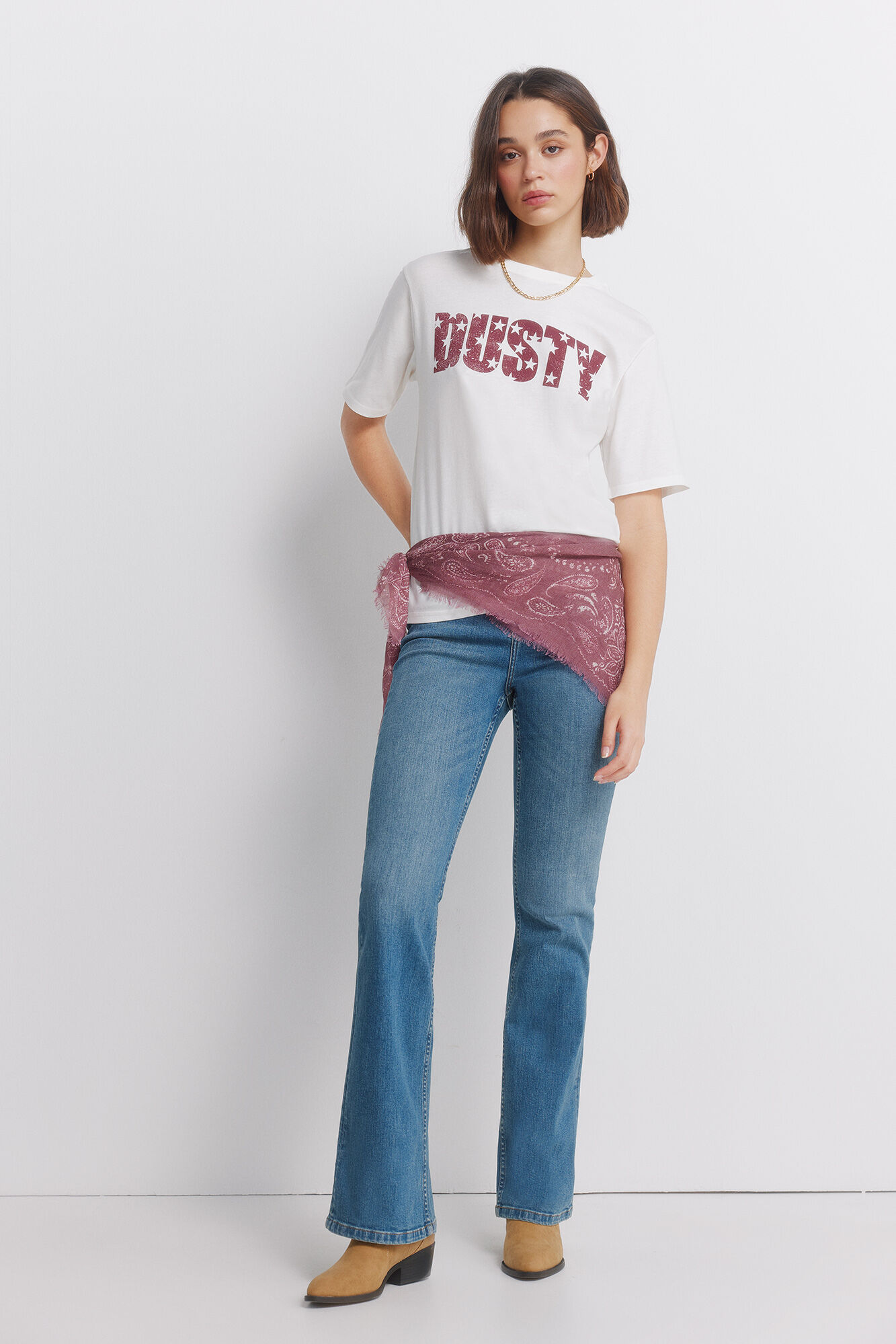 Springfield Playera cuello acanalado dusty beige