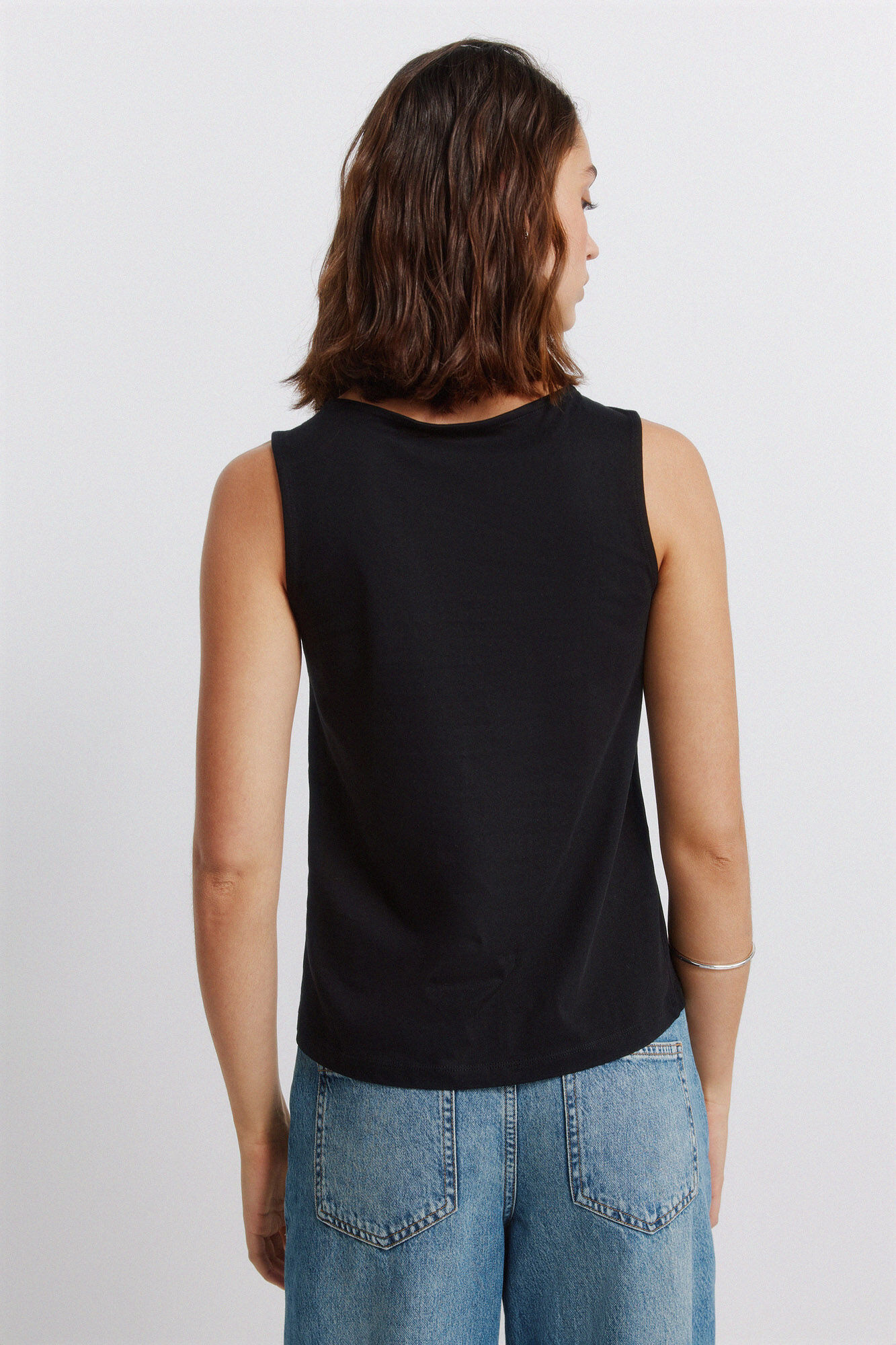Springfield Playera de tirantes plumet&iacute; negro