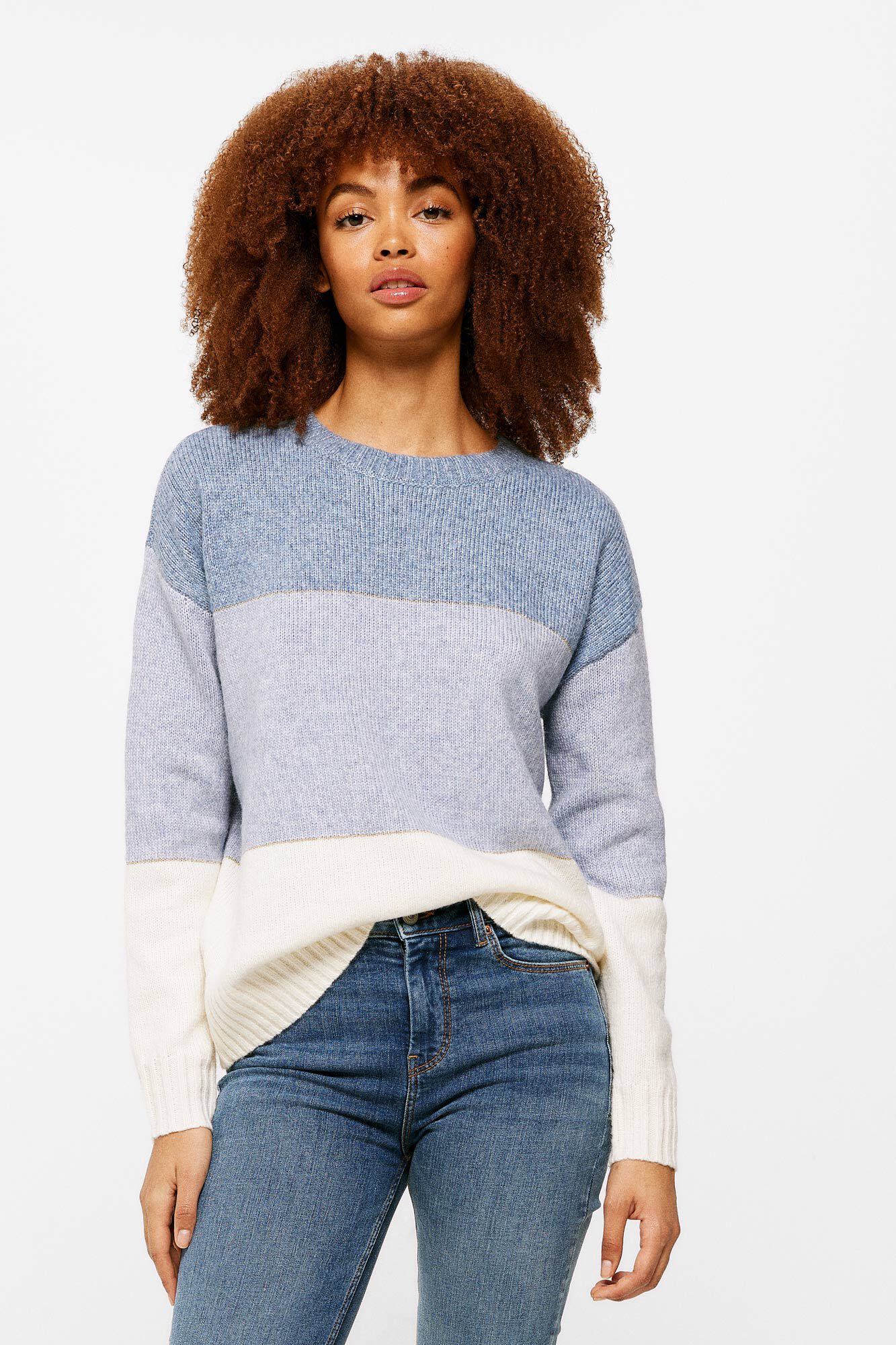 Sueter color block lurex lana Sueteres y cardigans de mujer Springfield MX