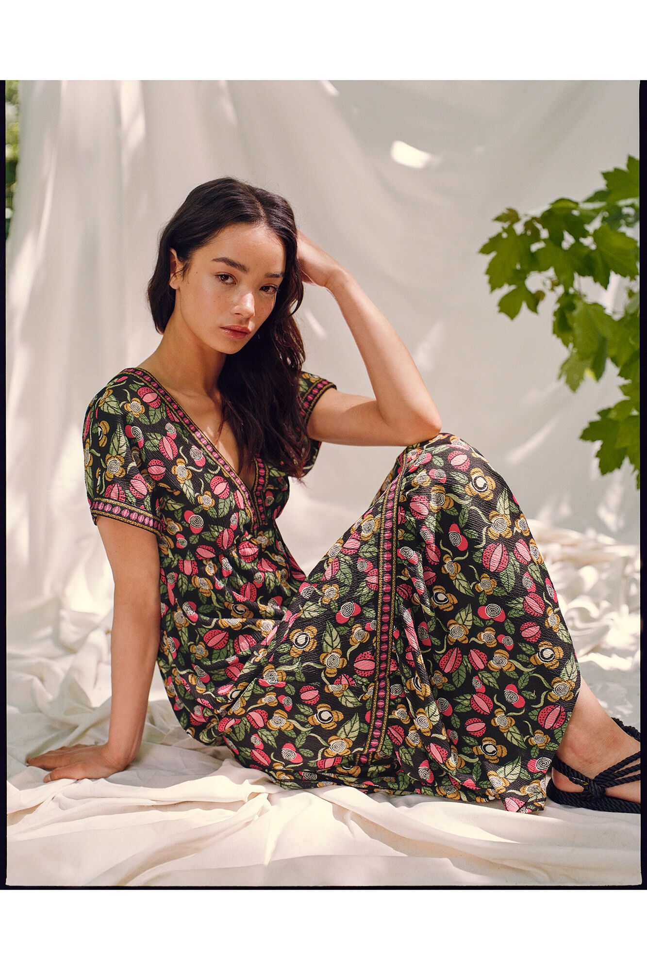 Vestido Midi Manga Kimono Estampado Roots Studio Vestidos para mujer Springfield MX