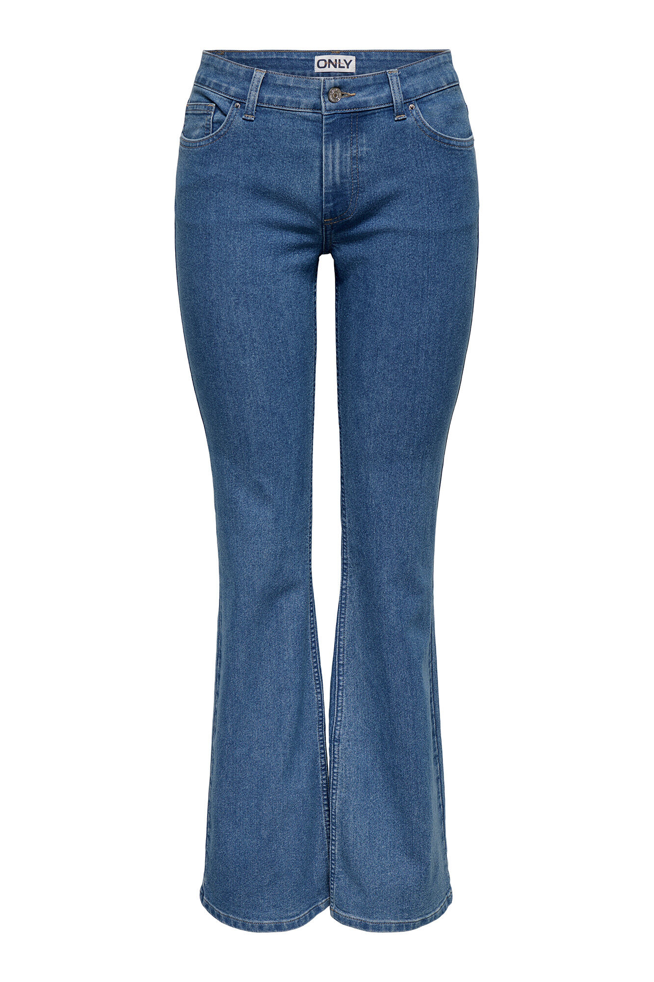Only Jeans flare tiro medio azul tinta