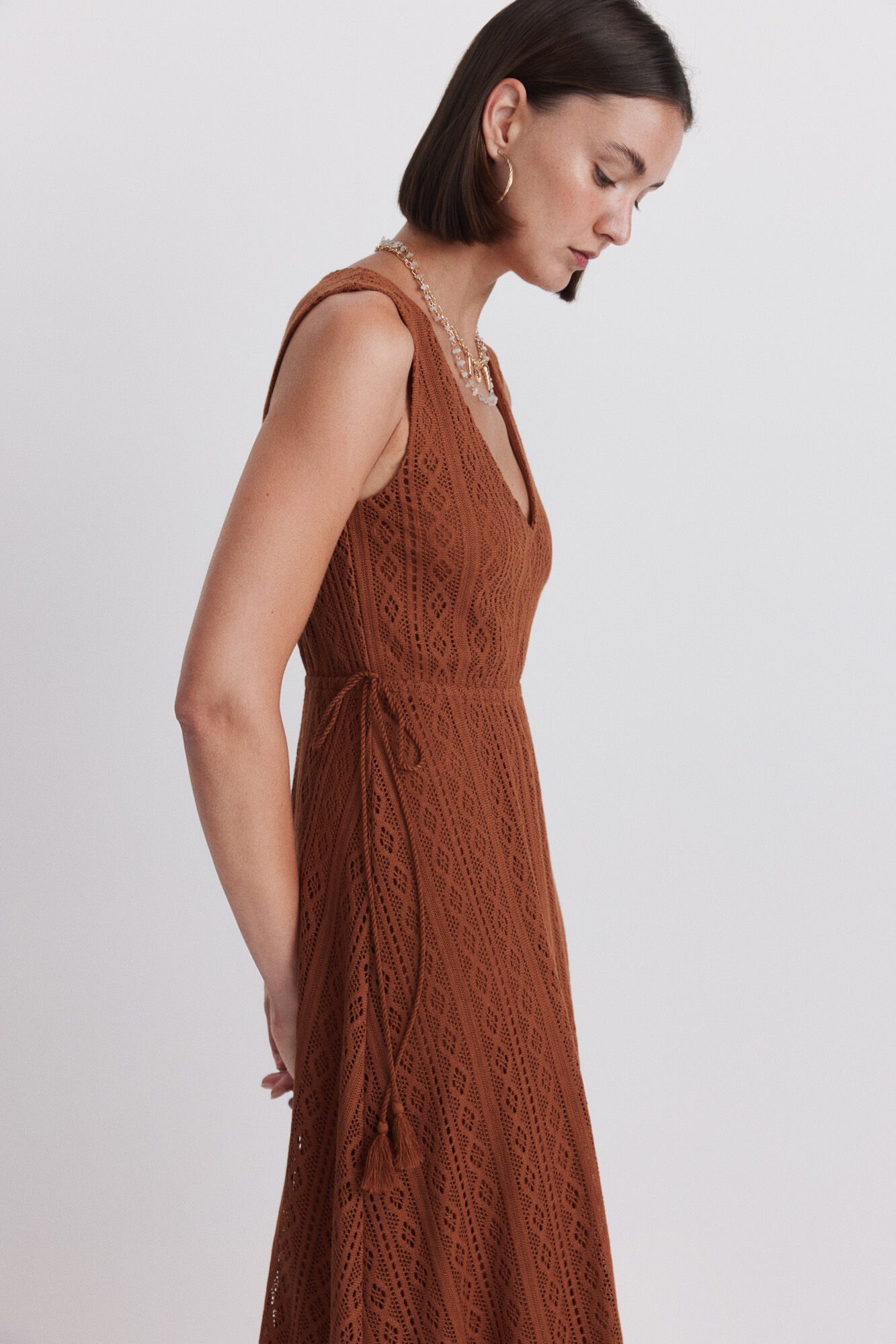 Springfield Vestido midi con estructura de cordones