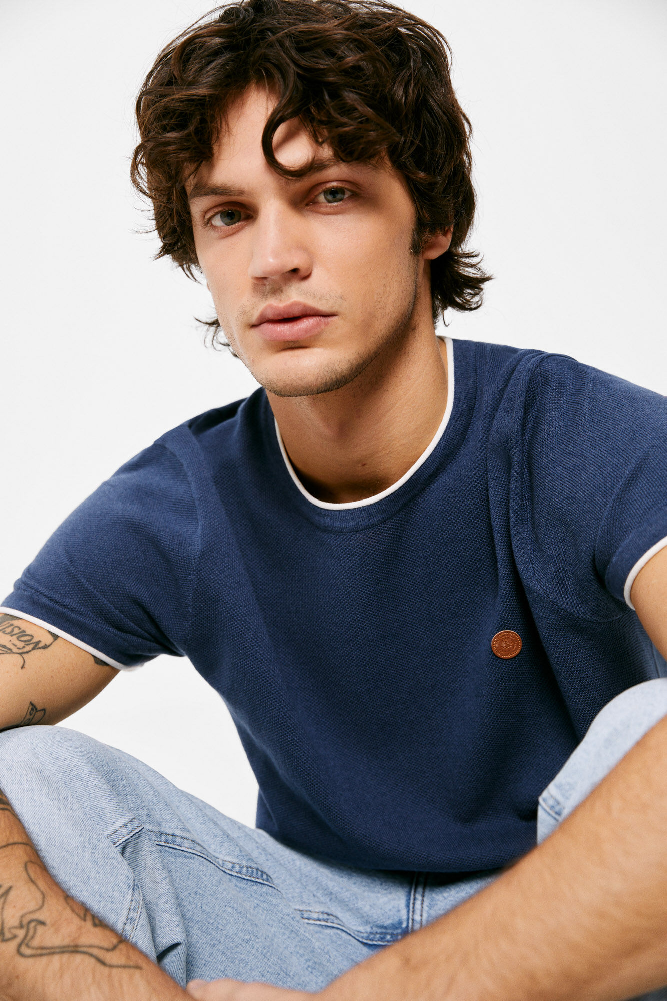 Springfield Playera punto torzal azul tinta
