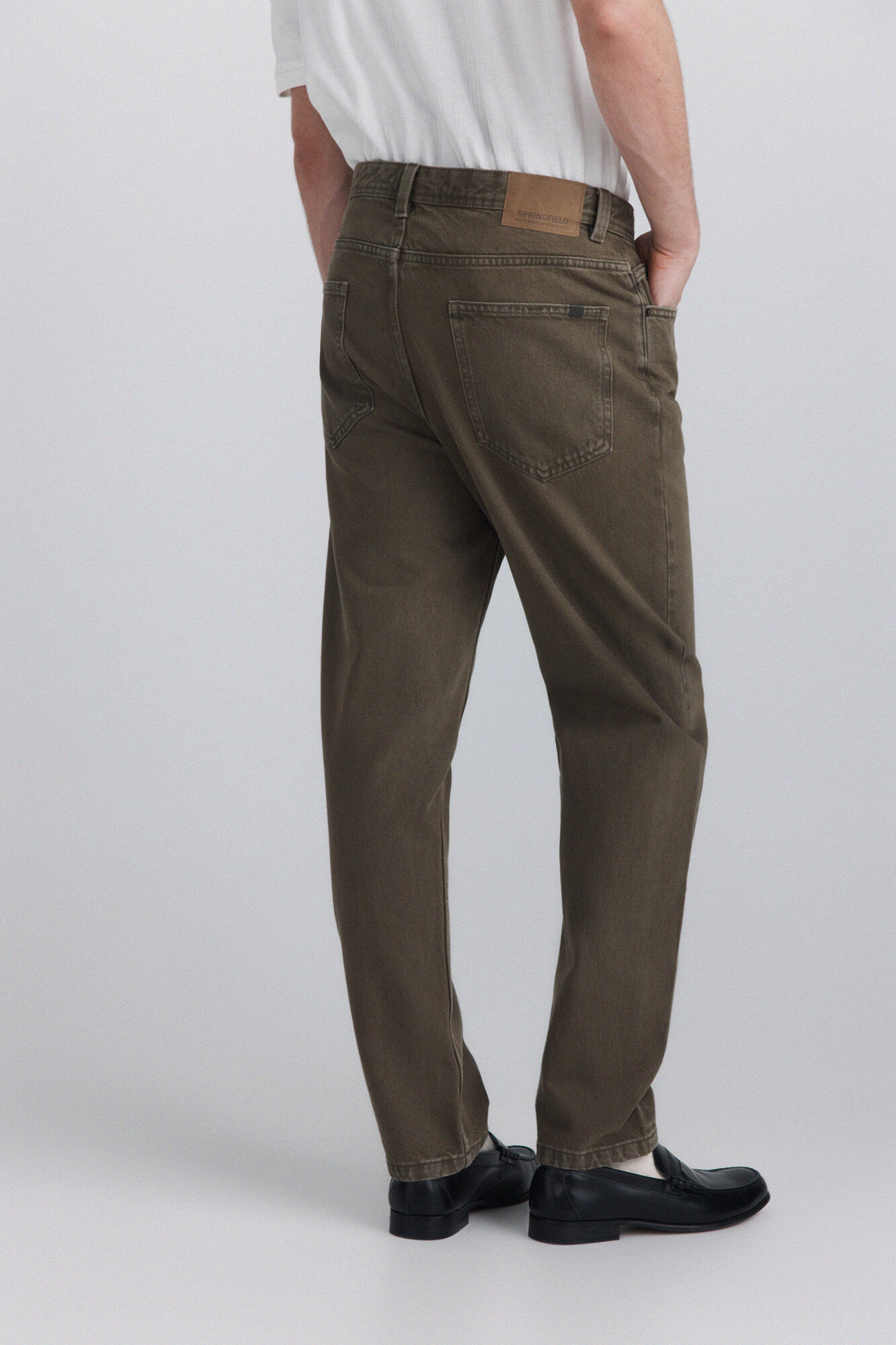 Springfield Jeans lavado medio claro wide leg kaki