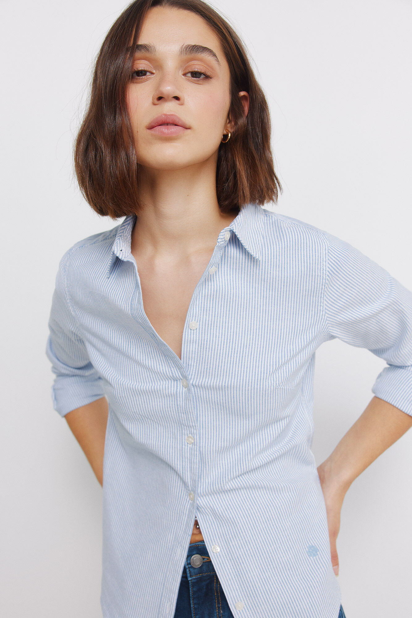 Springfield Camisa de algod&oacute;n Oxford azul