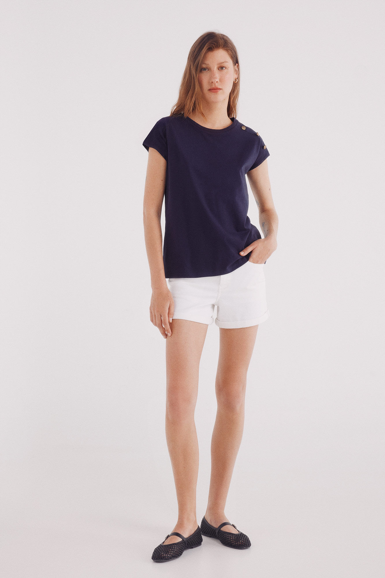 Springfield Playera botones hombros marino