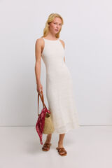 Springfield Vestido midi de tejido blanco