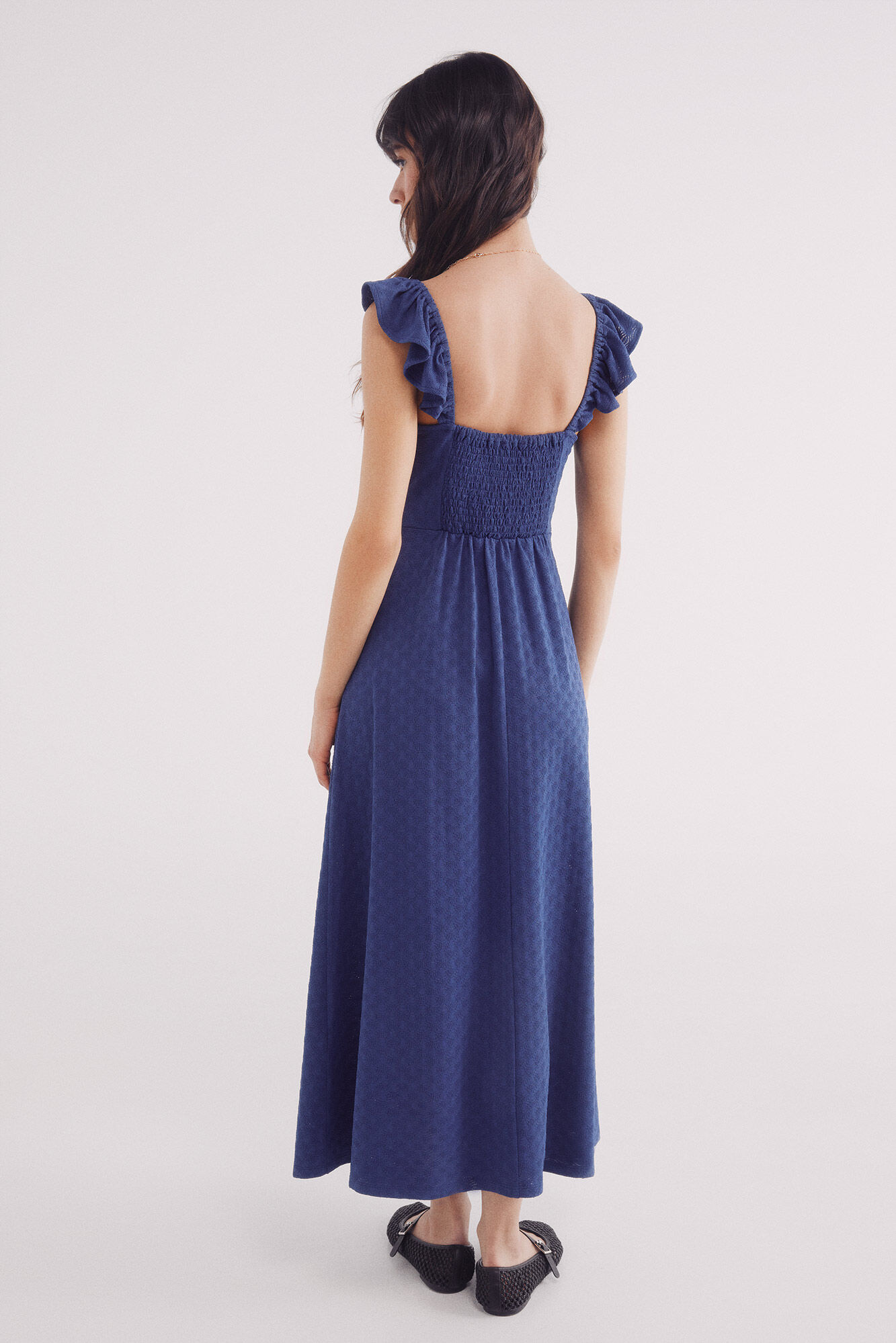 Springfield Vestido midi bordado suizo tirantes estampado