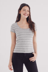 Springfield Playera escote redondo canalé gris