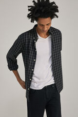 Springfield Camisa cuadros melange negro
