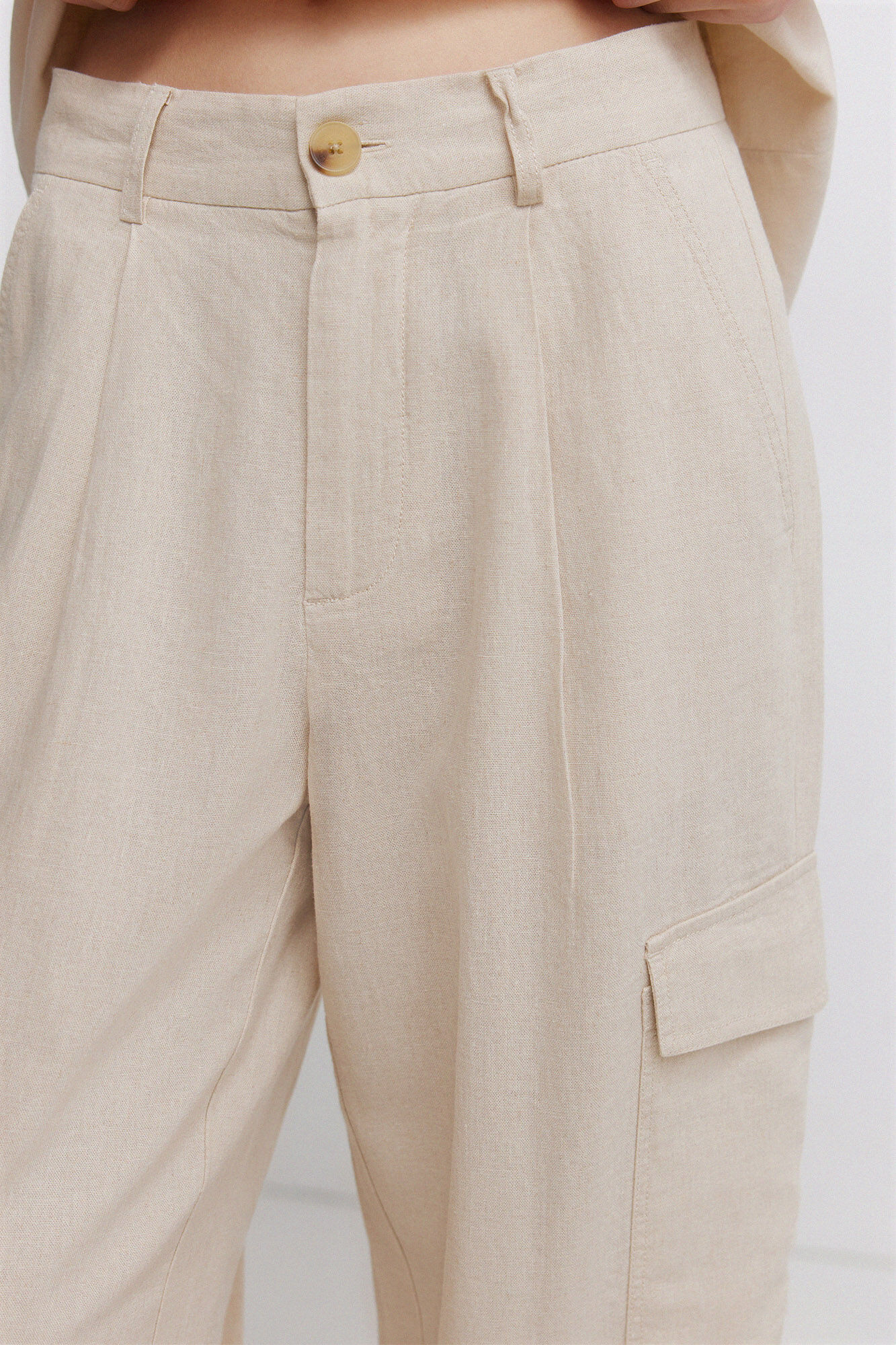 Springfield Pantal&oacute;n cargo de lino caf&eacute;