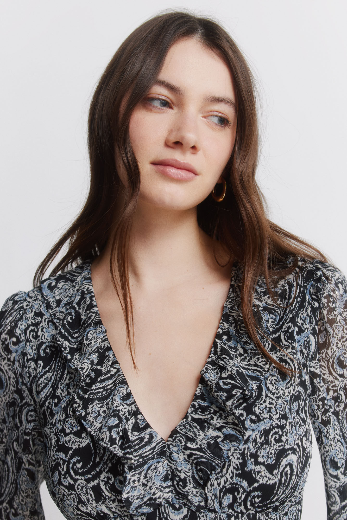 Springfield Vestido corto estampado manga larga