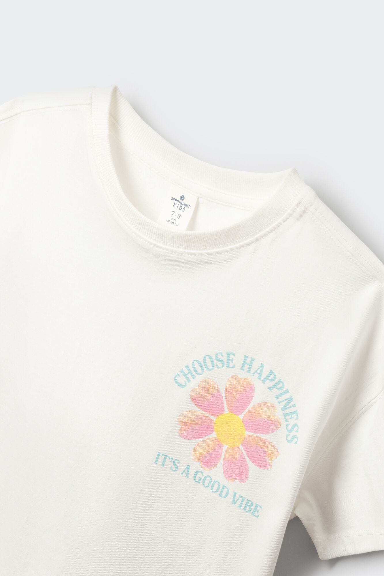 Springfield Kids Playera de manga corta con estampado floral para ni&ntilde;a marfil