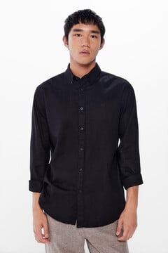 Springfield Camisa lino color negro