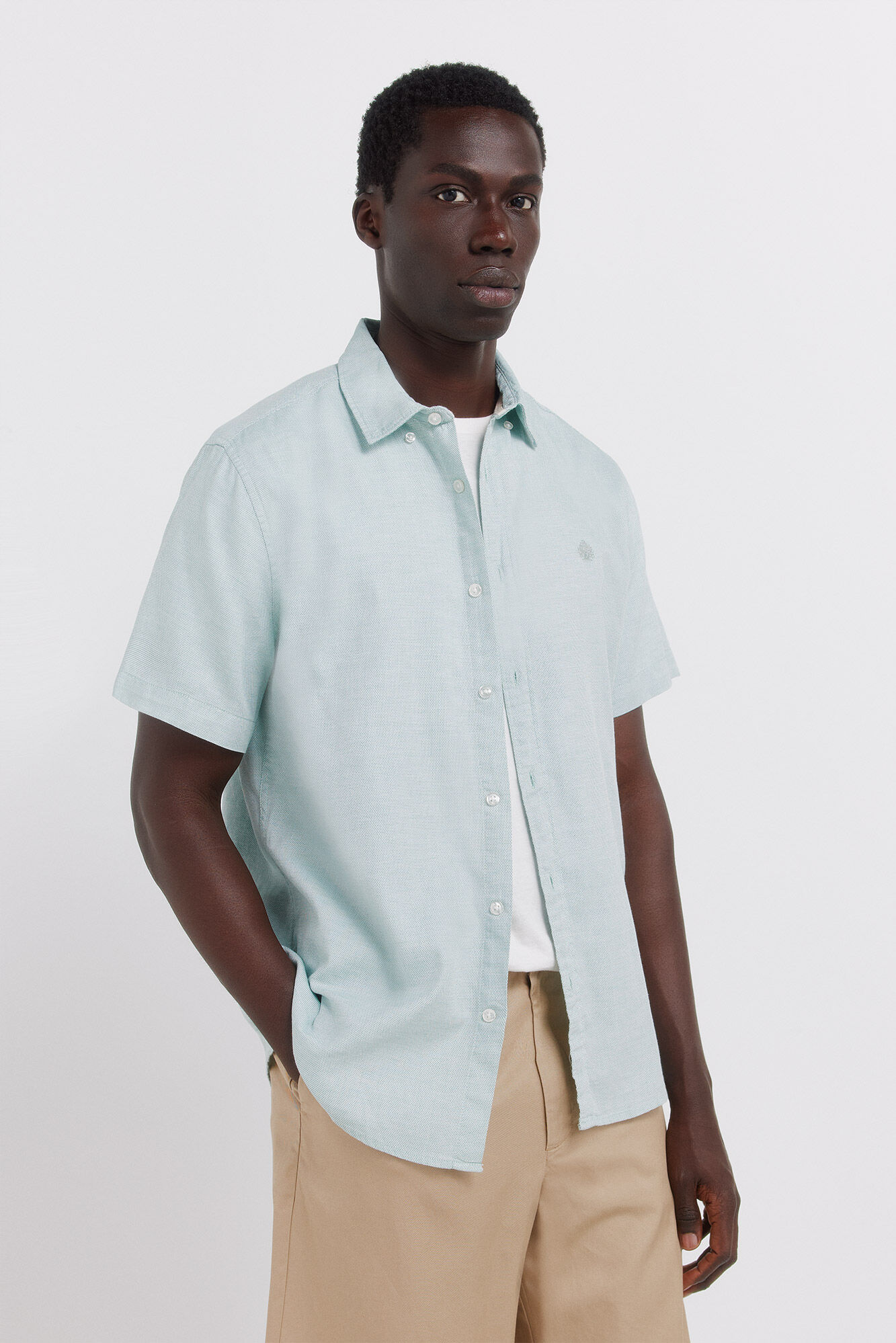 Springfield Camisa de manga corta con estructura bicolor