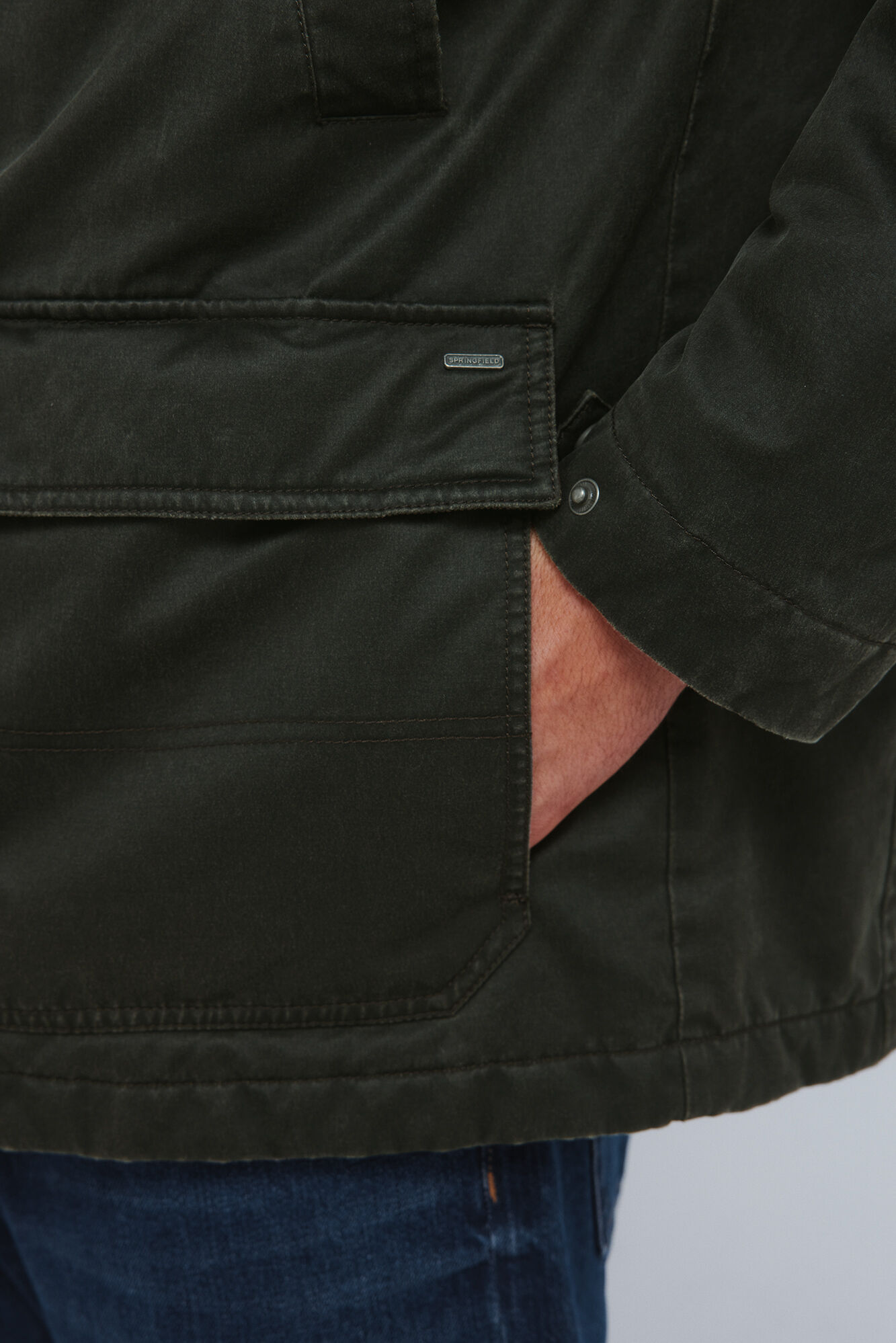 Springfield Parka de algod&oacute;n kaki