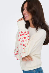 Only Sudadera de cuello redondo marfil