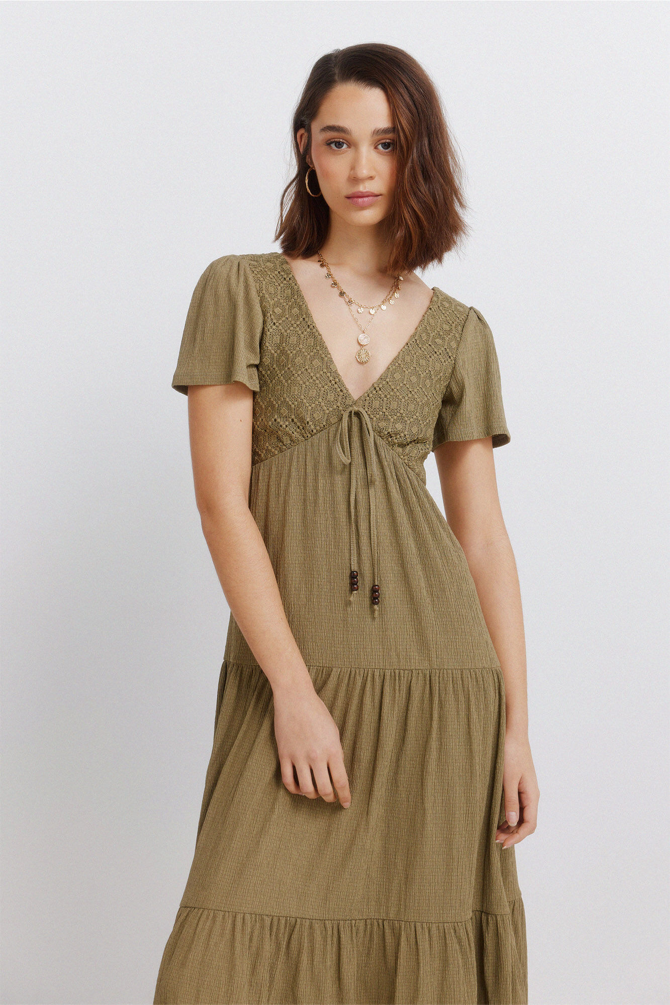 Springfield Vestido midi con volantes