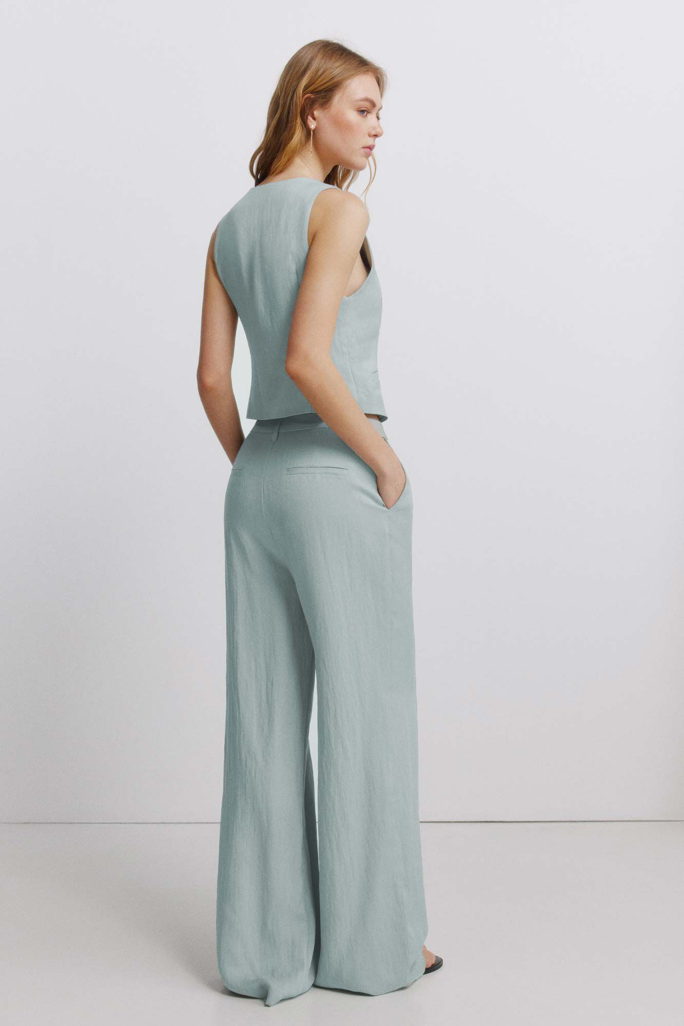 Springfield Pantal&oacute;n ancho plisado verde