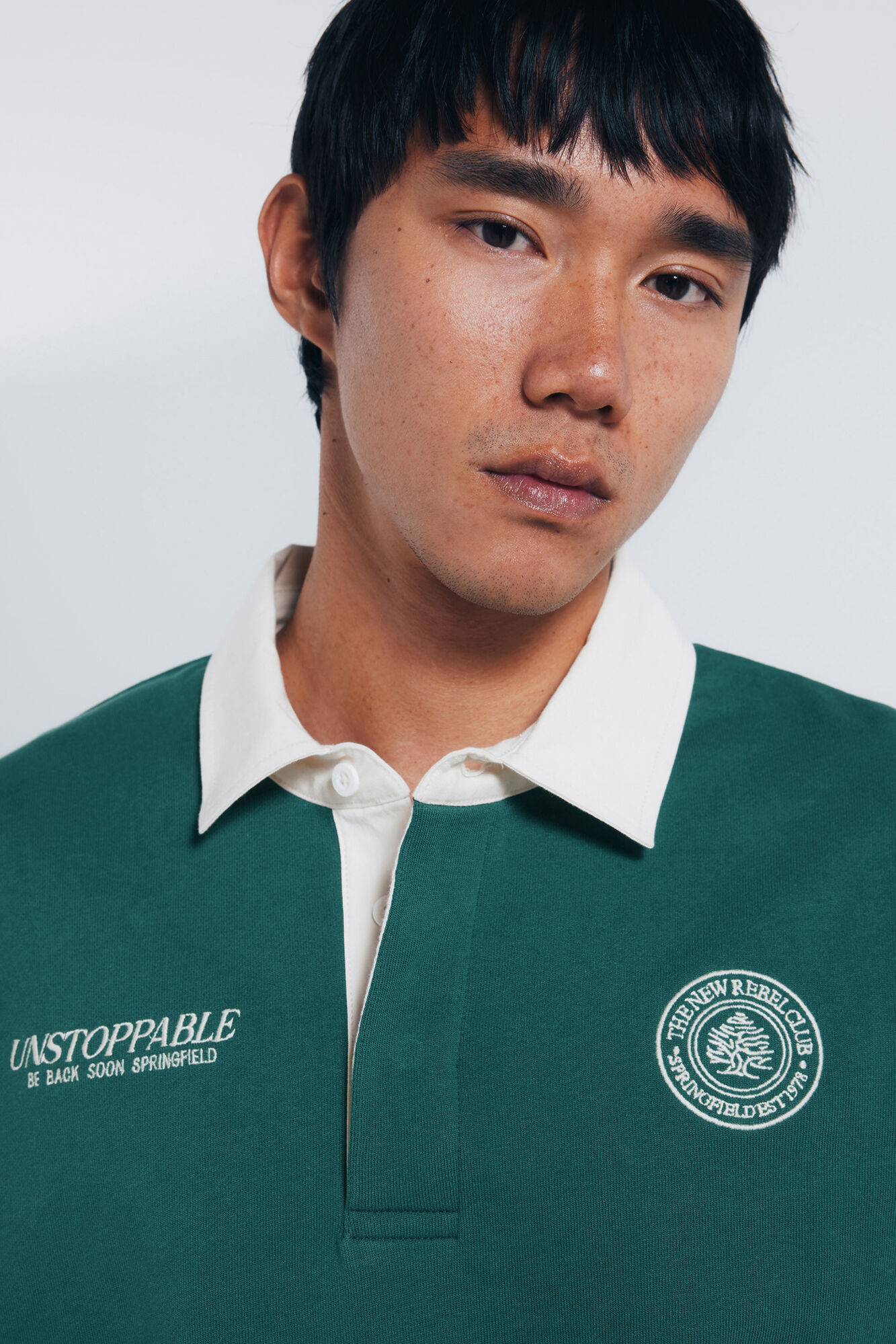 Springfield Sudadera con cuello de rugby verde