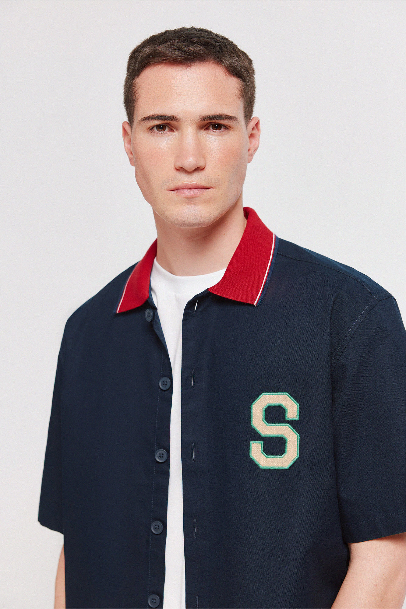 Springfield Camisa varsity manga corta azul