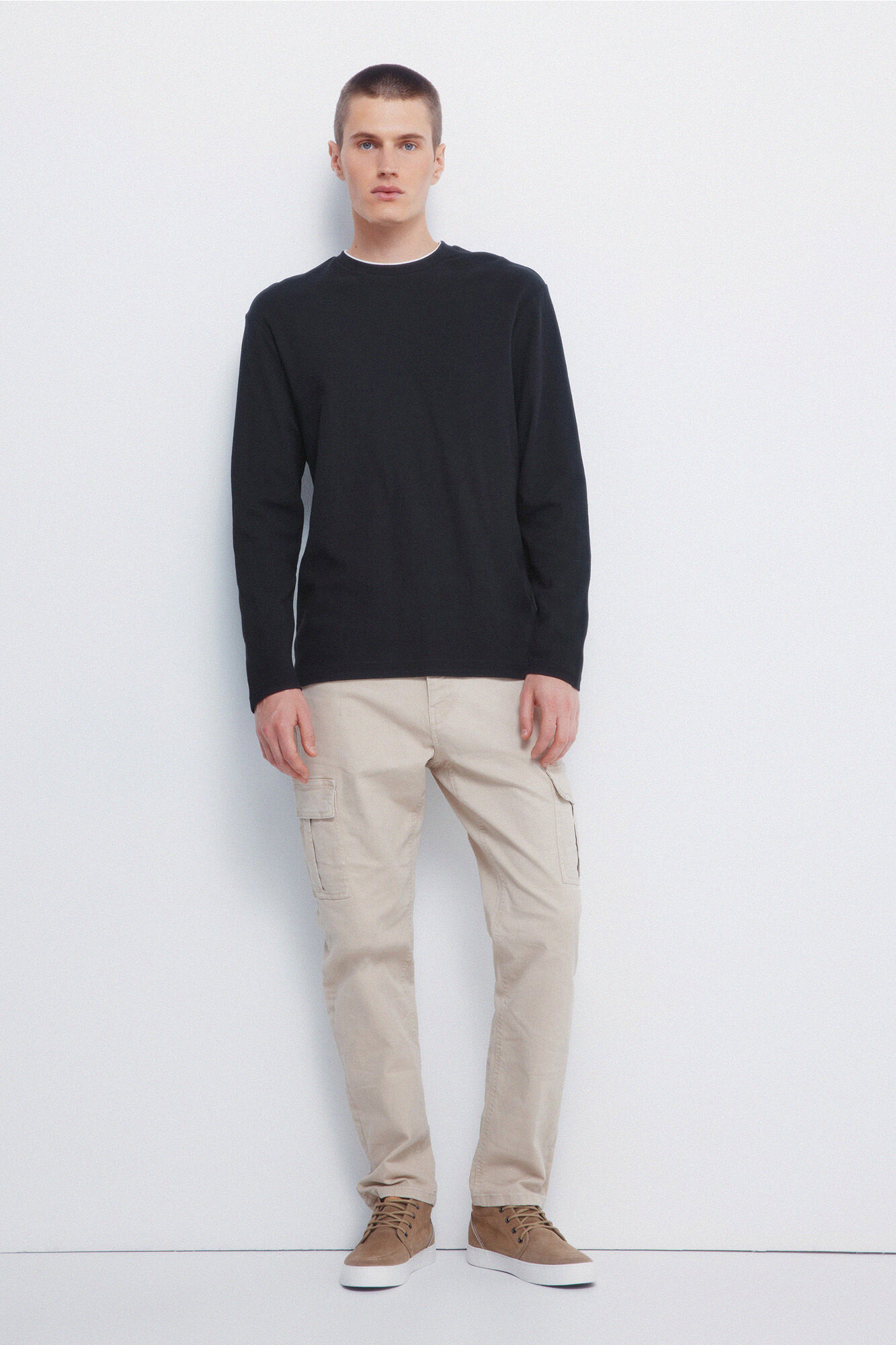 Springfield Camiseta doble tejido waffle negro