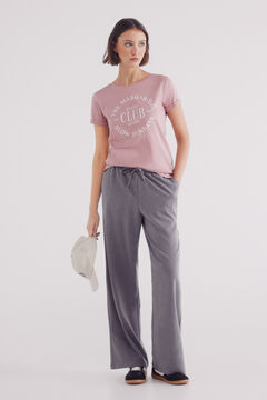 Springfield Playera rayas texto rosa