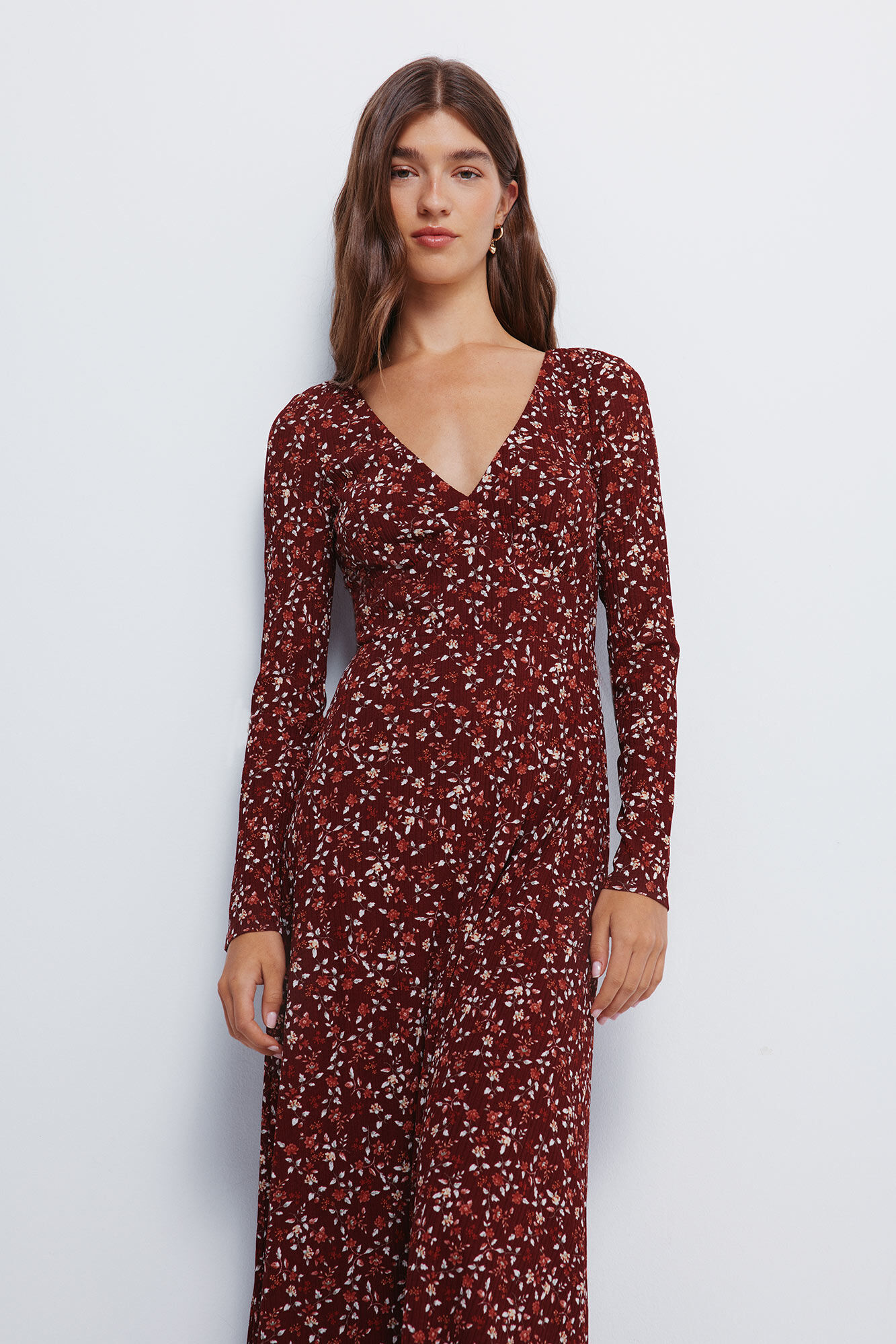 Springfield Vestido midi floral naranja