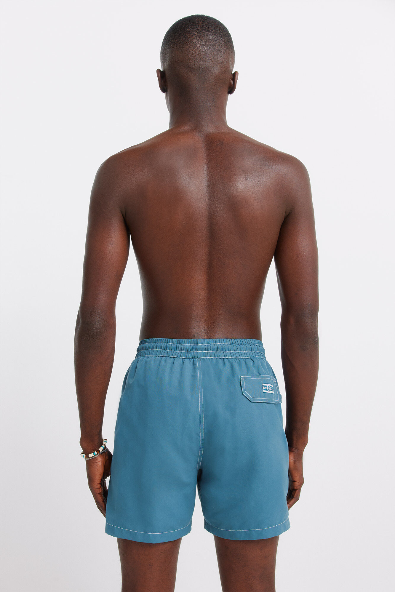 Springfield Traje de ba&ntilde;o liso con contrastes azul