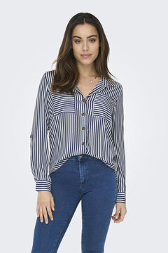 Springfield Camisa fluida con bolsillos frontales azulado