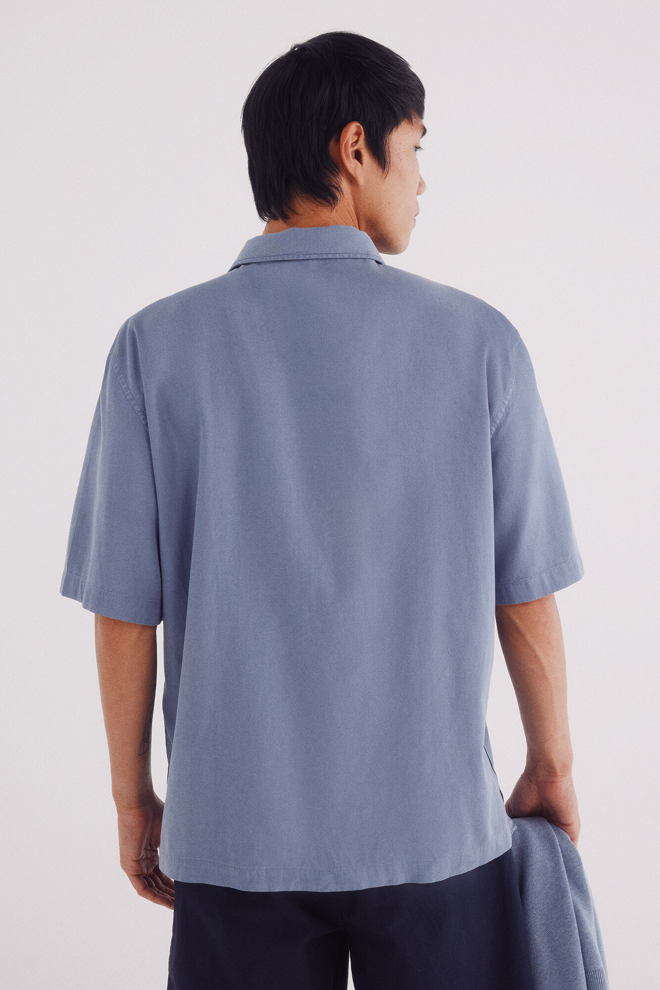 Springfield Camisa de manga corta de tencel azul