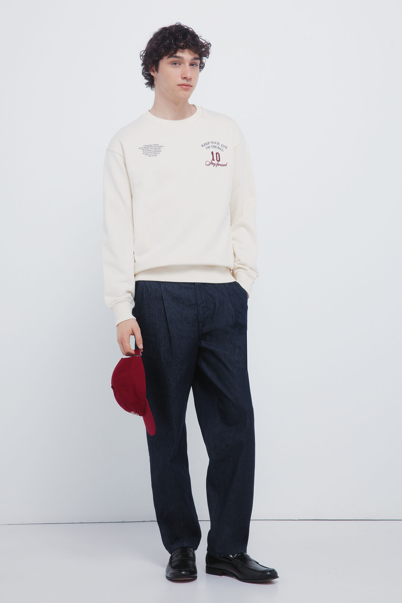 Springfield Sudadera de cuello redondo ajustado Ball 10 blanco