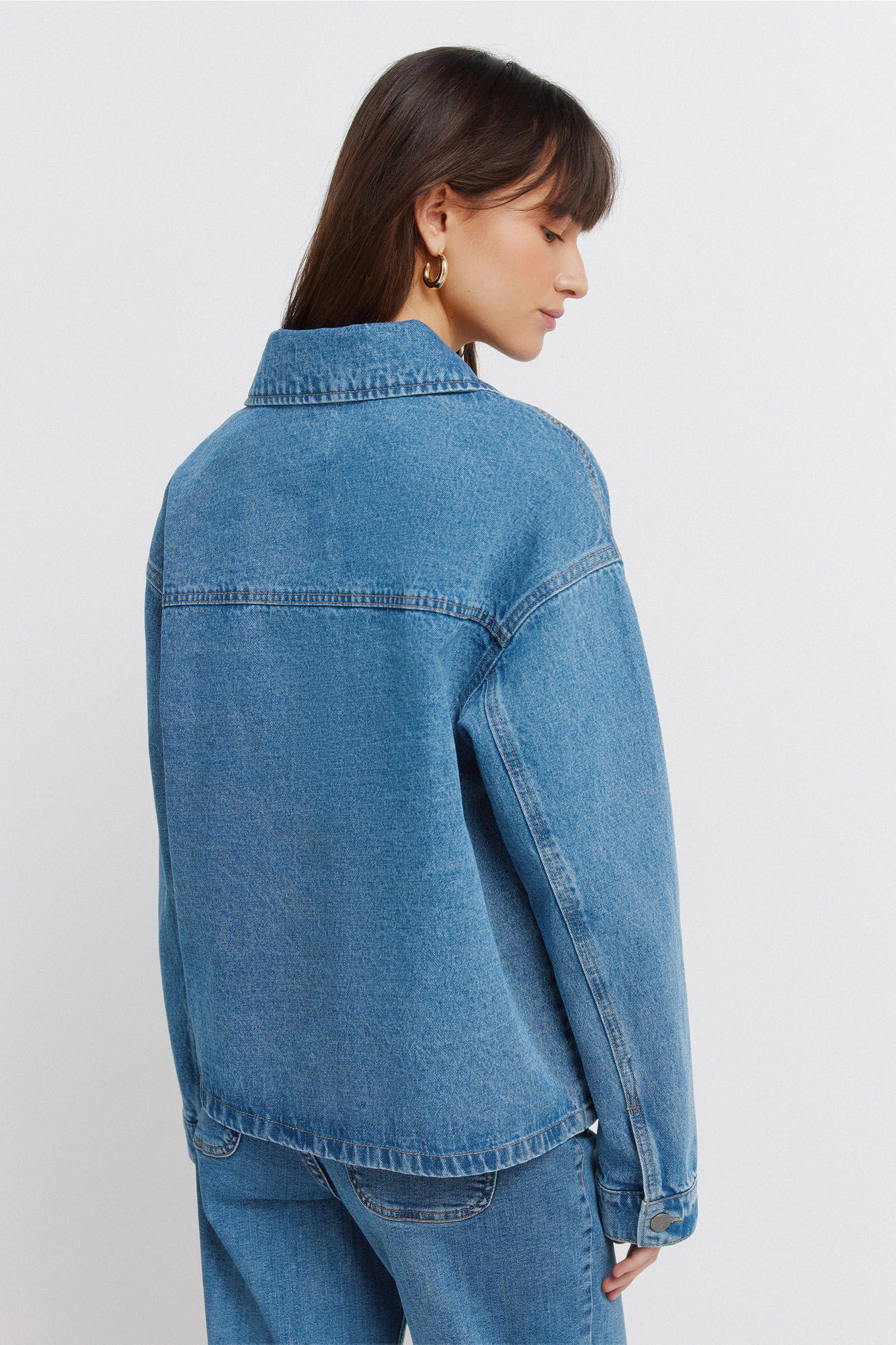 Springfield Chamarra holgada denim azul