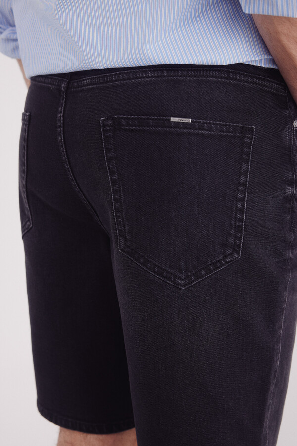 Springfield Bermudas denim negras lavadas regular fit negro
