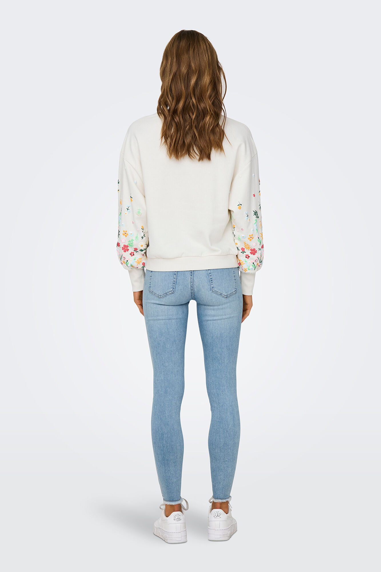 Only Sudadera de cuello redondo natural