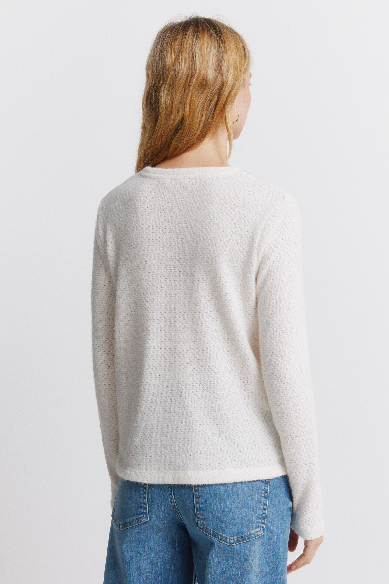 Springfield Playera chenilla cuello fantas&iacute;a beige