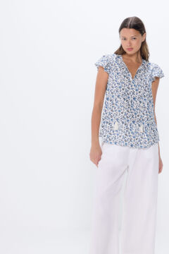 Springfield Blusa fluida estampada azul indigo