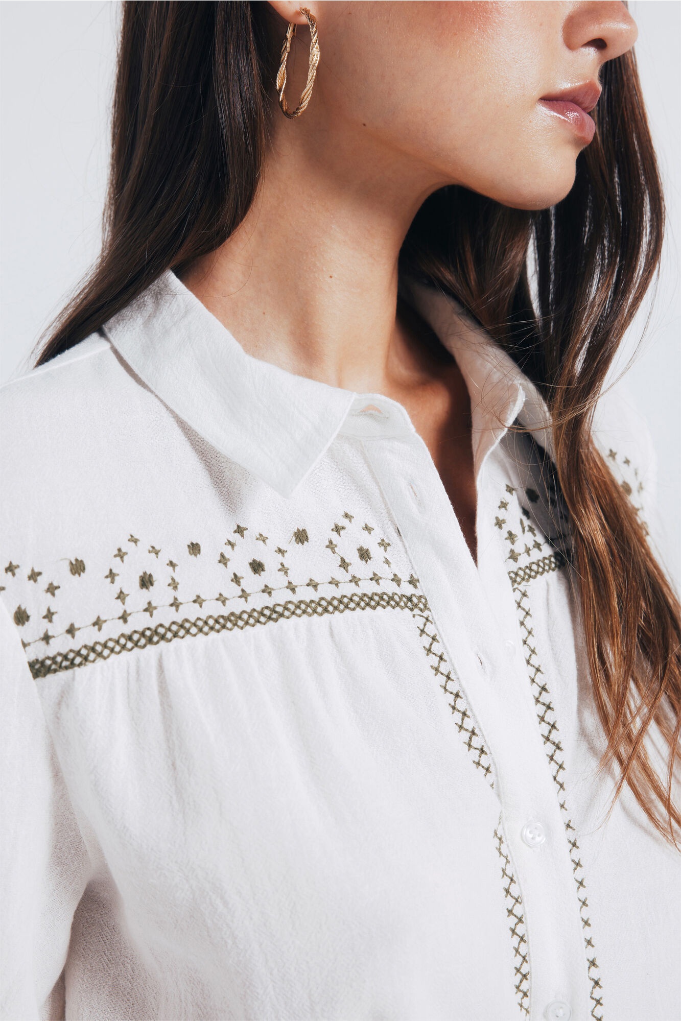 Springfield Camisa bordado canes&uacute; kaki