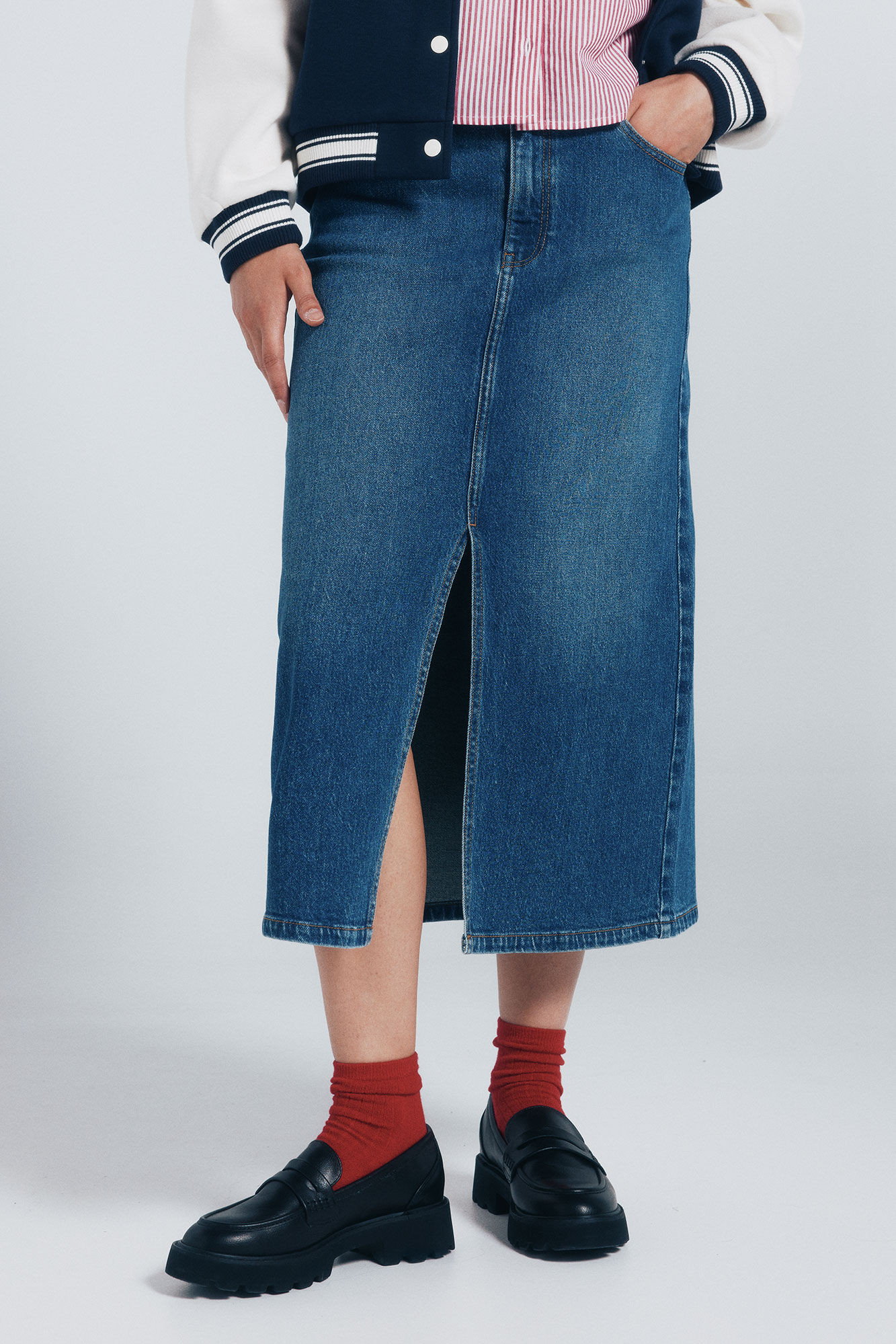 Springfield Falda midi denim