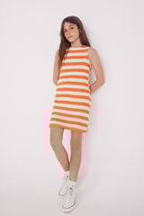 Springfield Vestido rayas crochet niña naranja