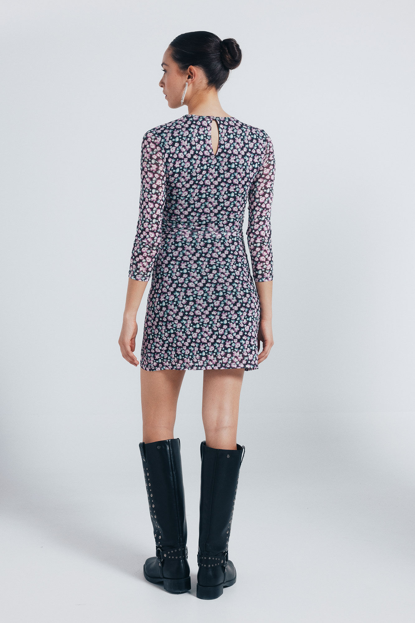 Springfield Vestido corto tubo estampado negro