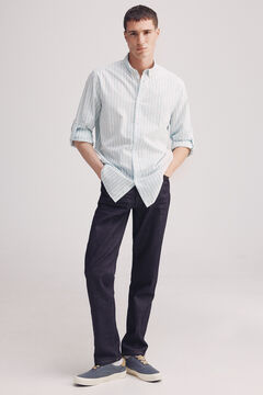 Springfield Camisa rayas algodón slub azul