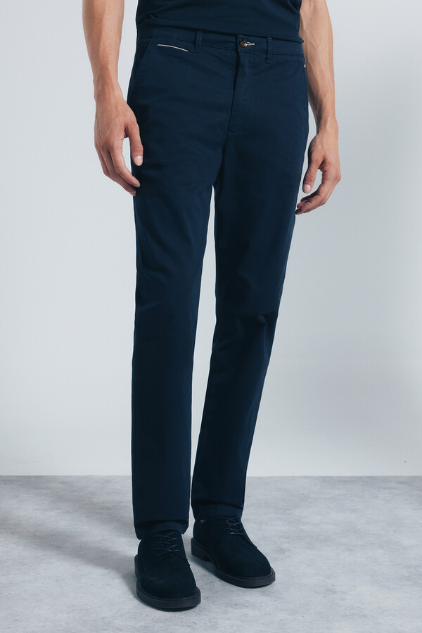 Springfield Pantalón slim fit lavado azul