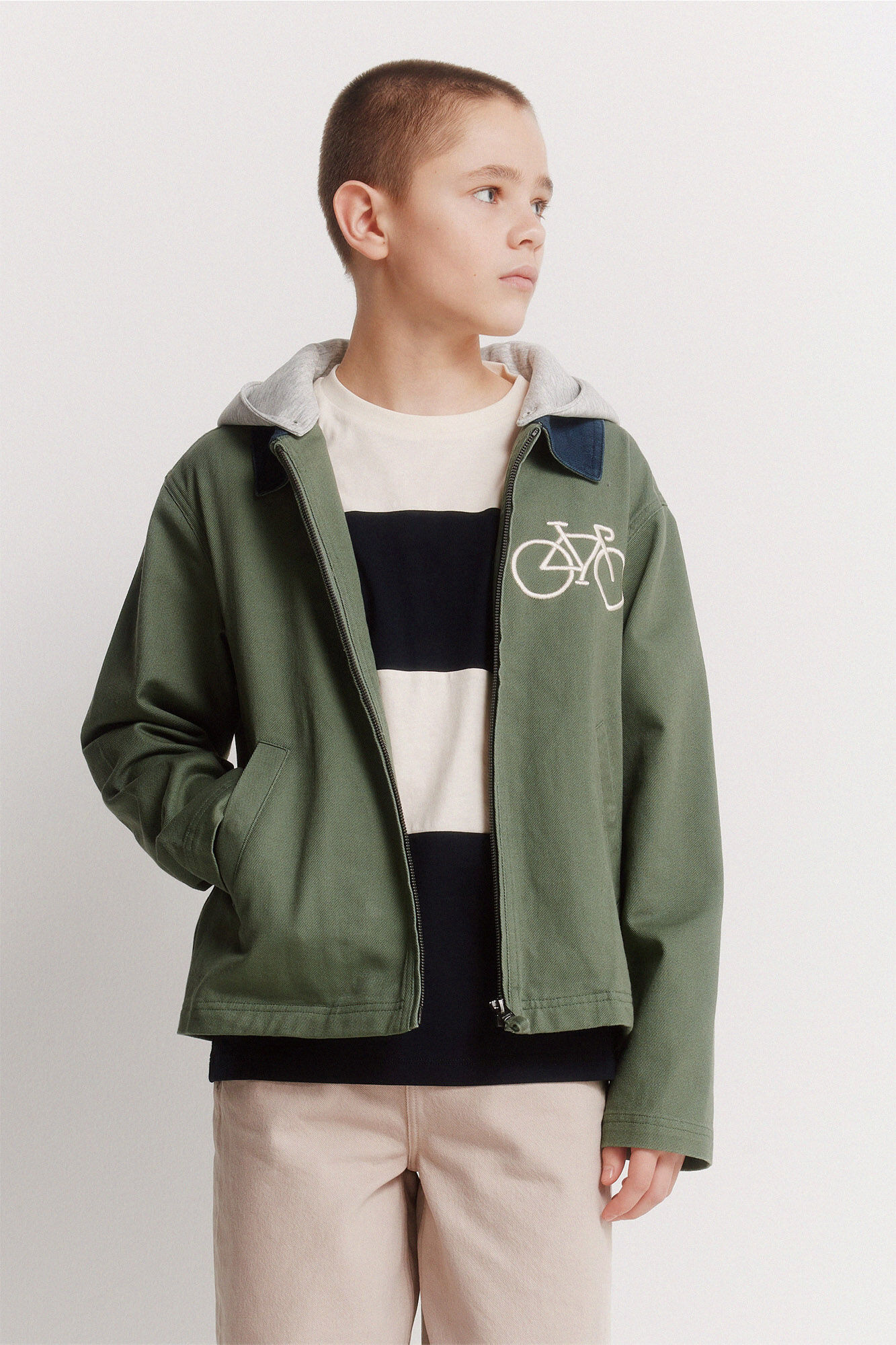 Springfield Kids Chamarra de bici con capucha para ni&ntilde;o verde