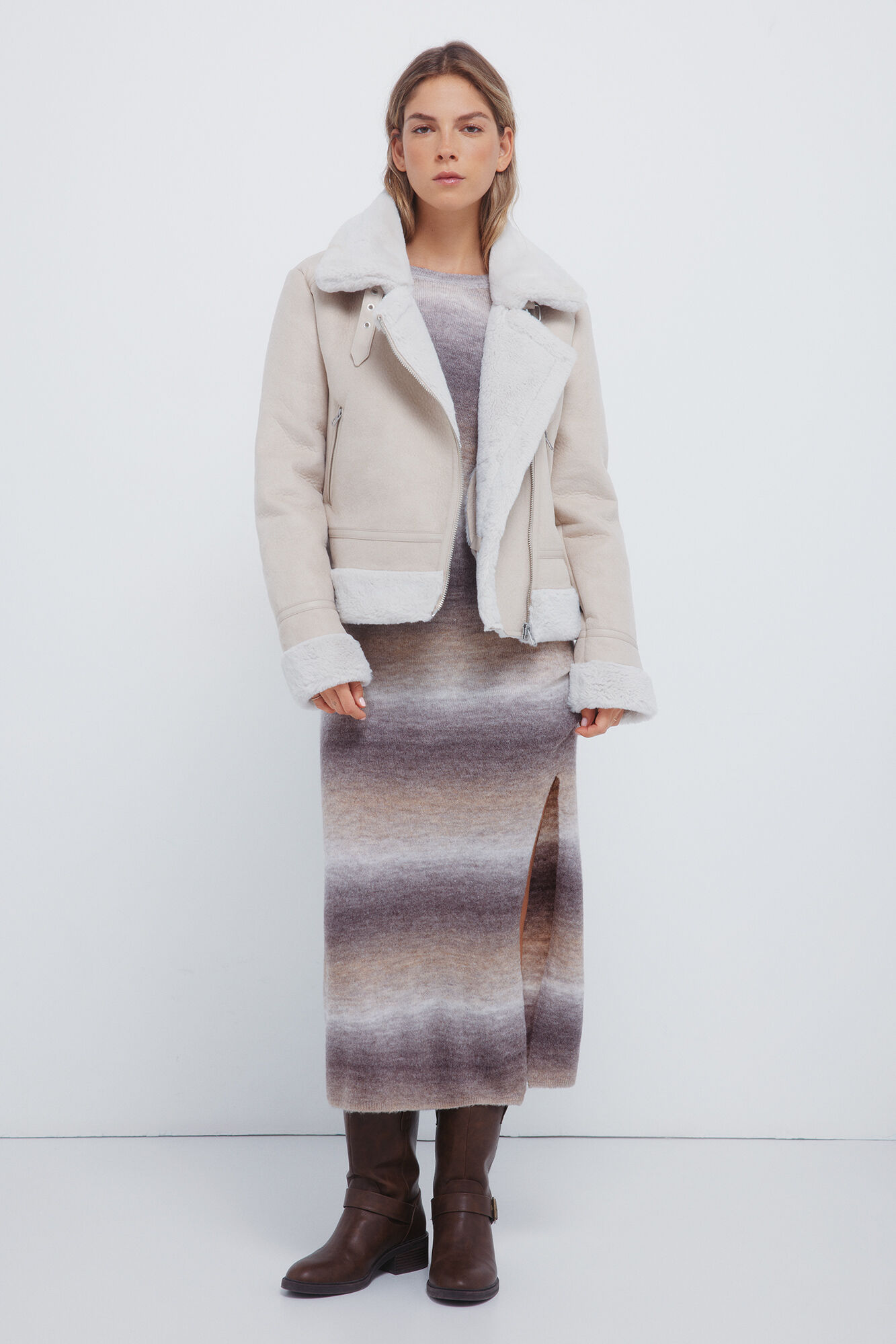 Springfield Vestido midi de punto tejido espacial gris