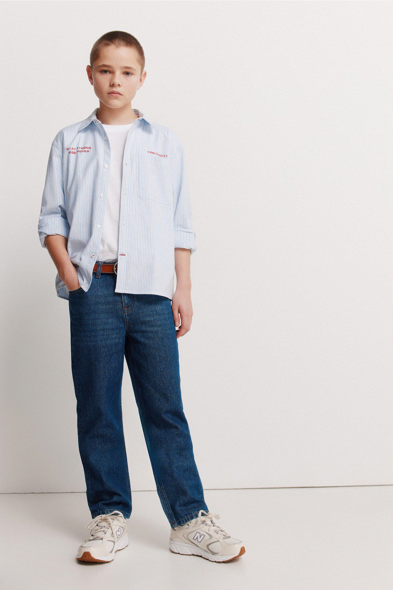 Springfield Kids Camisa para ni&ntilde;o a rayas de popel&iacute;n azul indigo