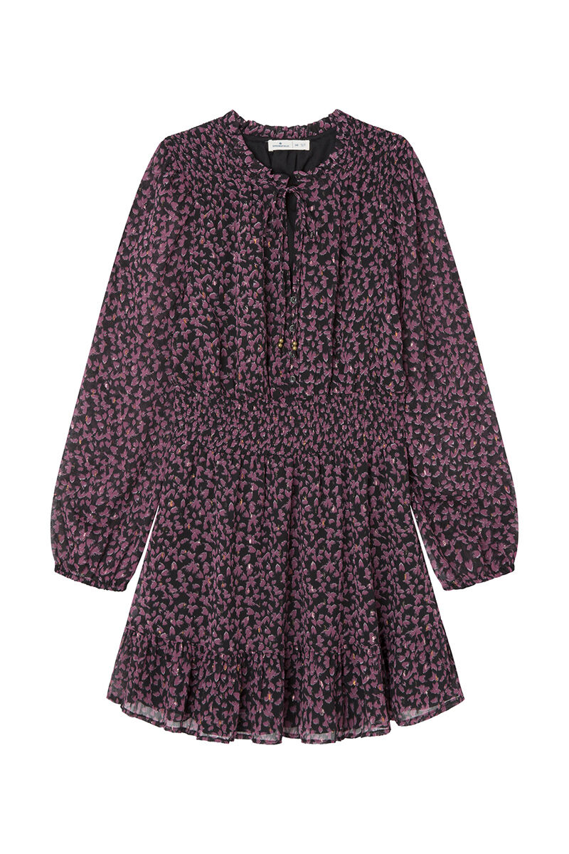 Springfield Vestido corto gasa flores lurex morado/lila