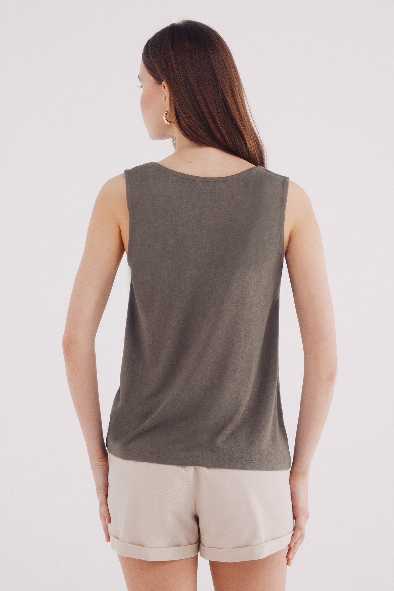 Springfield Playera escote v hombros crochet verde