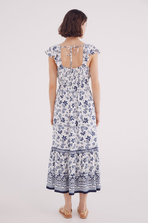 Springfield Vestido midi dobladillo volante cenefa café